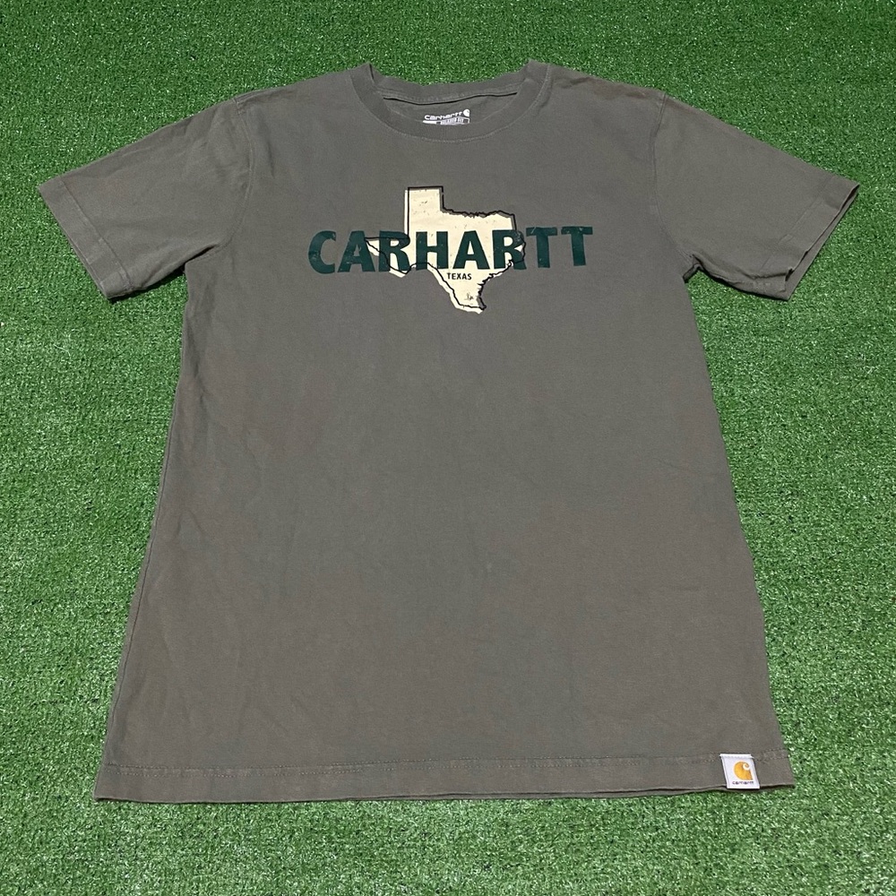 Carhartt Texas Graphic T-Shirt Men's Small Faded Army Green Relaxed Fit